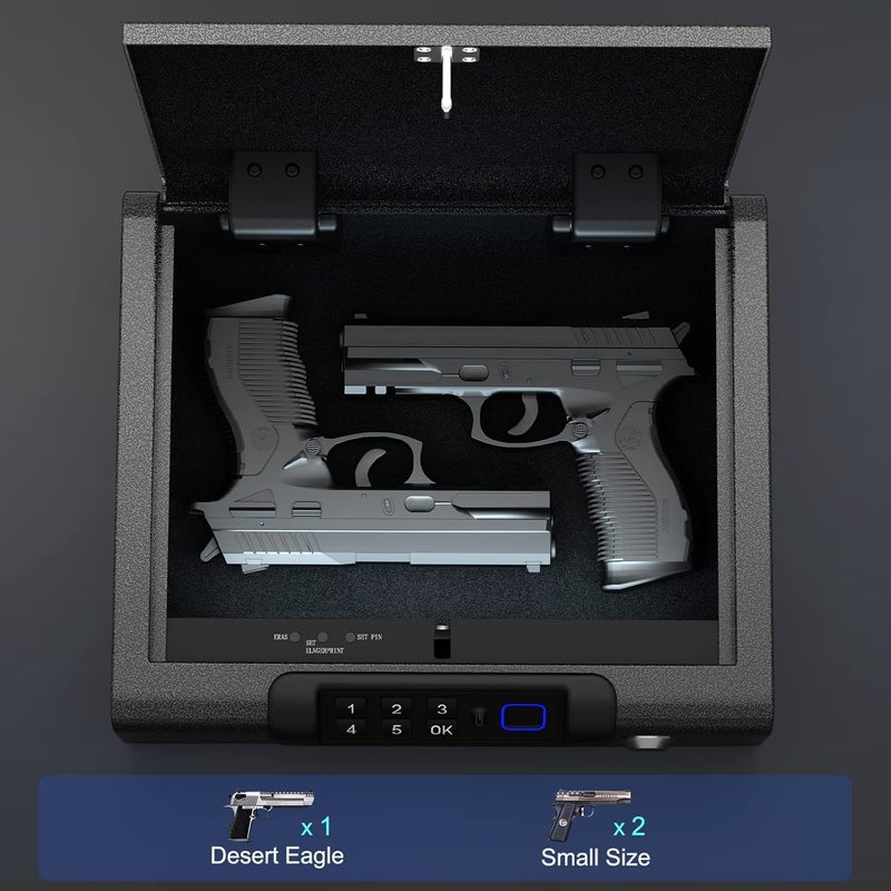 BILLCONCH Biometric Gun Safe for Pistols 3-Ways unlock Fingerprint Digital PIN Key Unlock Handgun Safe with Sound, Lock box for Cloakroom living room Bedroom Nightstand and Car - Image 5